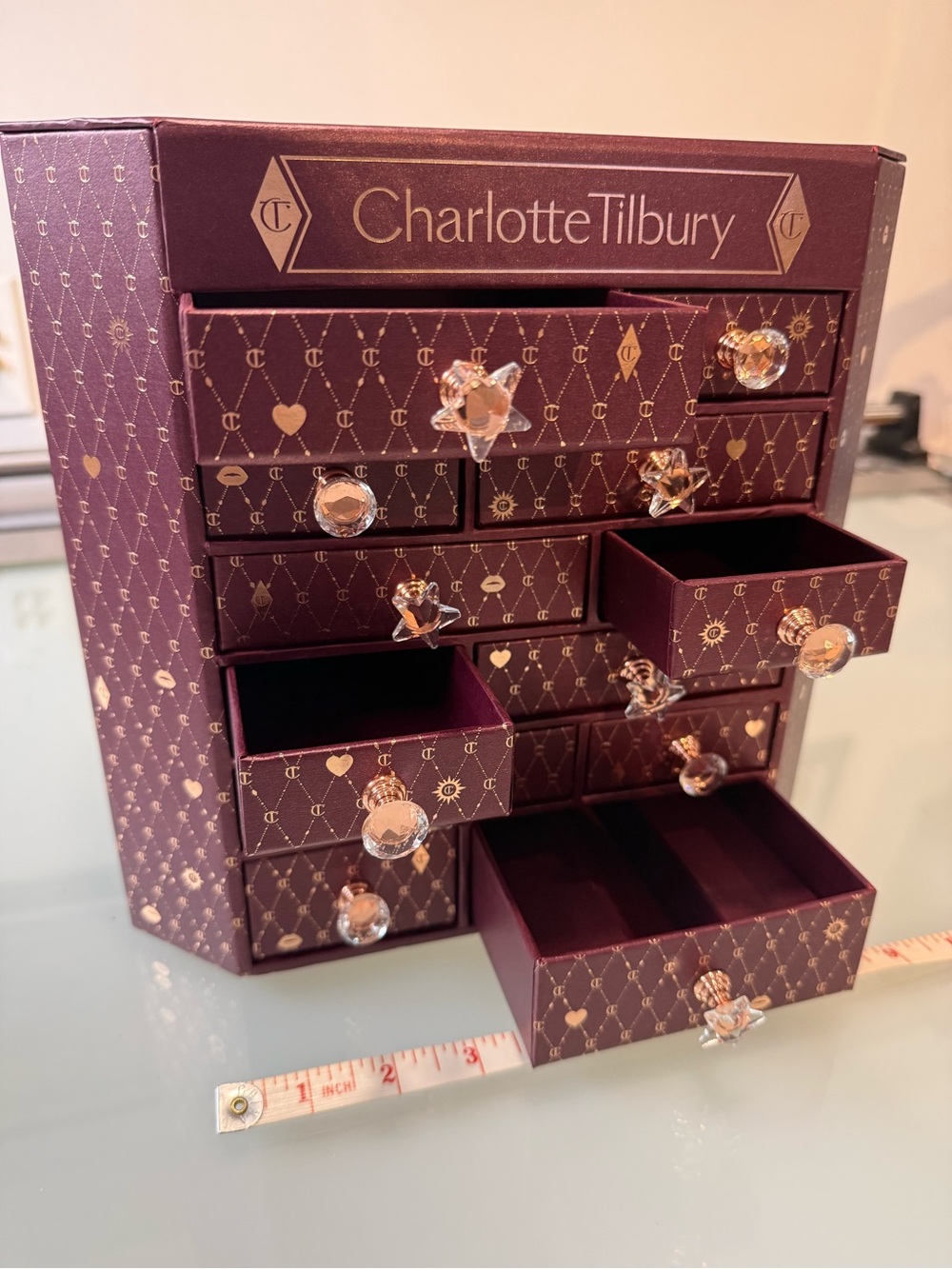 Charlotte Tilbury Empty 12 Drawer Advent Calendar Jewelry Makeup Vanity Chest
